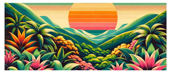 Tablou - Apus de soare multicolor (120x50 cm)