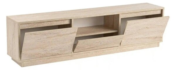 Comoda TV VANGUARD, bej cu efect de piatra travertin, PAL, 160x30x42 c