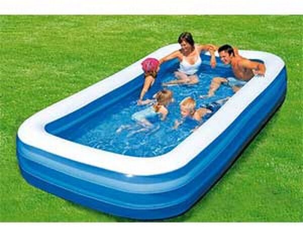 Piscina gonflabila pentru copii si adulti PVC 210x135 X 54 cm albastru/alb
