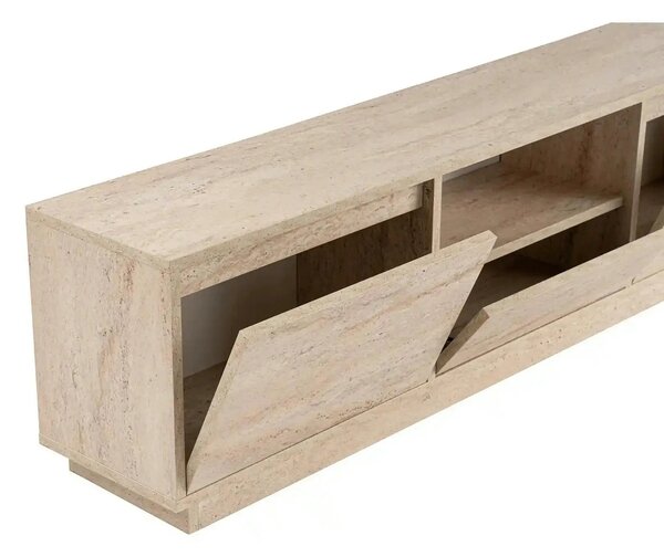Comoda TV VANGUARD, bej cu efect de piatra travertin, PAL, 160x30x42 c
