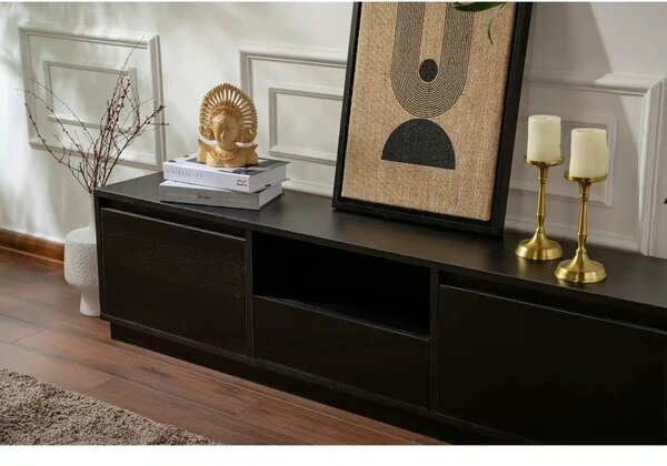 Comoda TV VANGUARD, negru, PAL, 160x30x42 cm