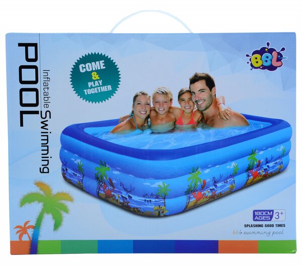 Piscina gonflabila pentru copii si adulti PVC 210x135 X 54 cm albastru/alb