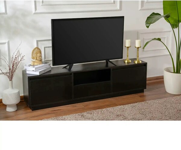 Comoda TV VANGUARD, negru, PAL, 160x30x42 cm