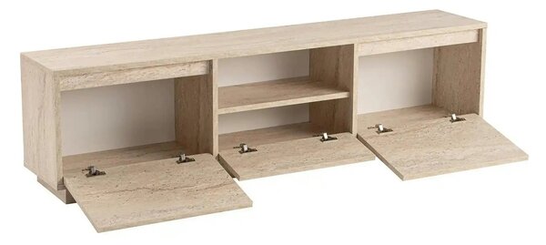 Comoda TV VANGUARD, bej cu efect de piatra travertin, PAL, 160x30x42 c