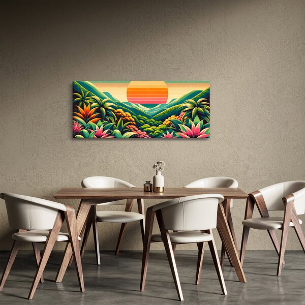 Tablou - Apus de soare multicolor (120x50 cm)
