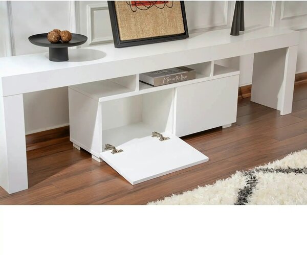 Comoda TV ENCLAVE, alb, PAL, 180x32x50 cm