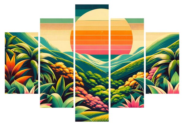 Tablou - Apus de soare multicolor (150x105 cm)