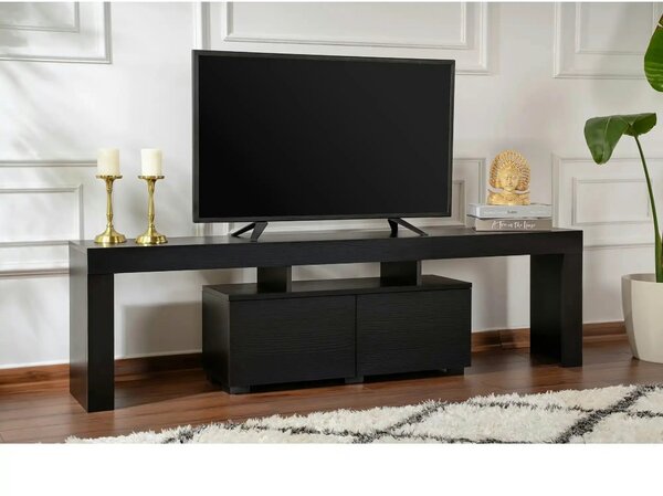 Comoda TV ENCLAVE, negru, PAL, 180x32x50 cm