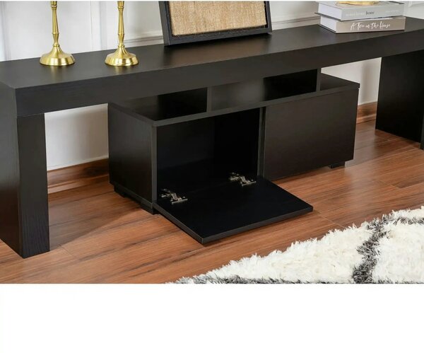 Comoda TV ENCLAVE, negru, PAL, 180x32x50 cm