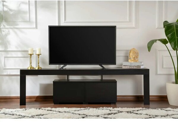 Comoda TV ENCLAVE, negru, PAL, 180x32x50 cm
