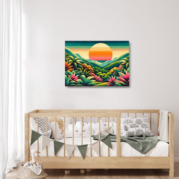 Tablou pe sticlă - Apus de soare multicolor (70x50 cm)