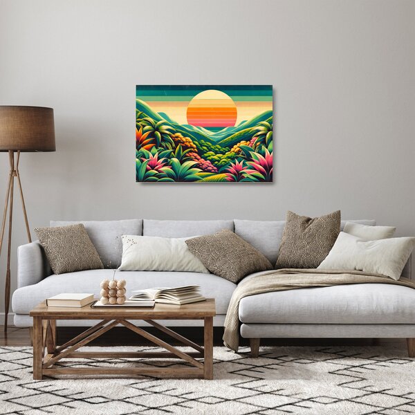 Tablou pe sticlă - Apus de soare multicolor (70x50 cm)