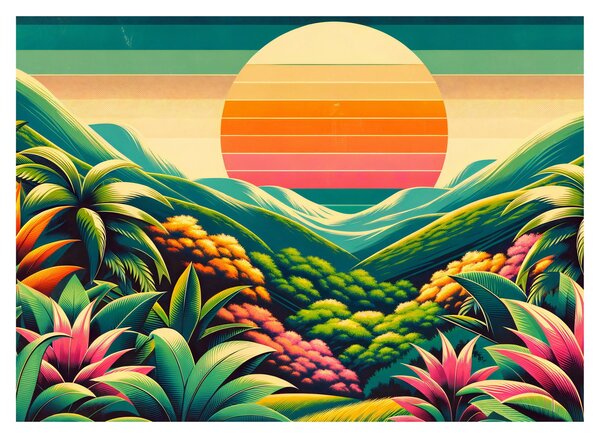 Tablou - Apus de soare multicolor (70x50 cm)