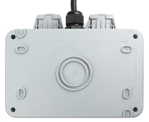 Priza dubla exterior, Model Standard European, 250V/16A, IP66, rezistenta la apa si praf, gri cu intrerupatoare individuale
