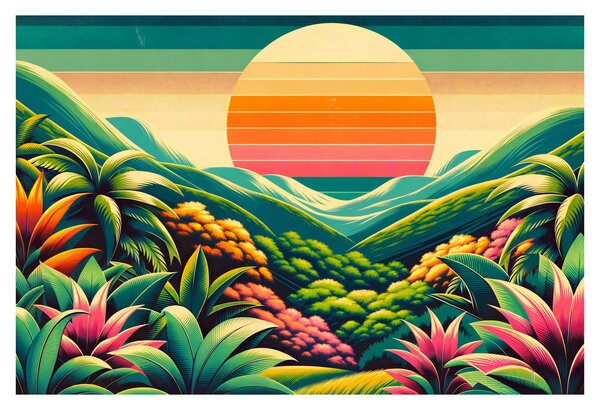 Tablou - Apus de soare multicolor (90x60 cm)