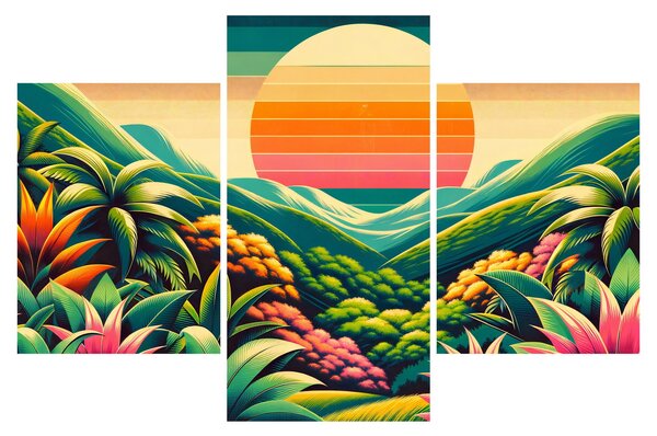 Tablou - Apus de soare multicolor (90x60 cm)