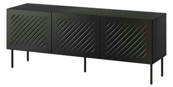 Comoda TV SIENA, negru, PAL laminat/metal, 151x40x60 cm