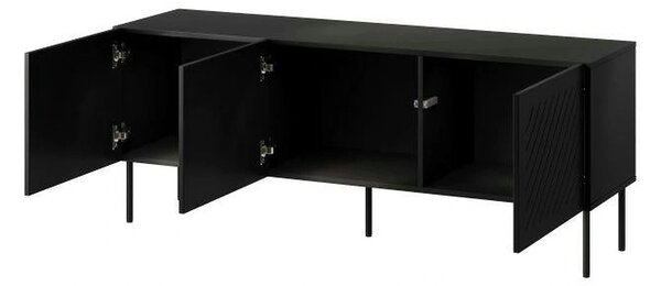 Comoda TV SIENA, negru, PAL laminat/metal, 151x40x60 cm