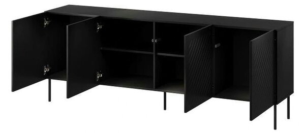 Comoda SIENA, negru, PAL laminat/metal, 201x40x75 cm