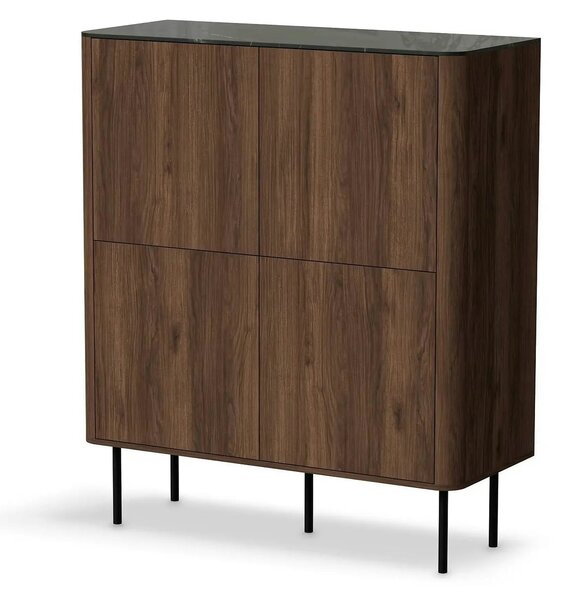 Comoda SOLANO KM-2, nuc/negru, PAL laminat, 100x40x116 cm