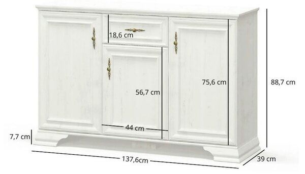 Mobilier living clasic IRYS, pin alb anderson, PAL laminat, 7 piese