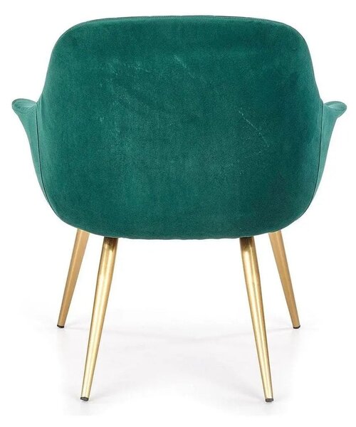 Fotoliu ELEGANCE 2, verde inchis/auriu, stofa/otel, 72x60x79 cm