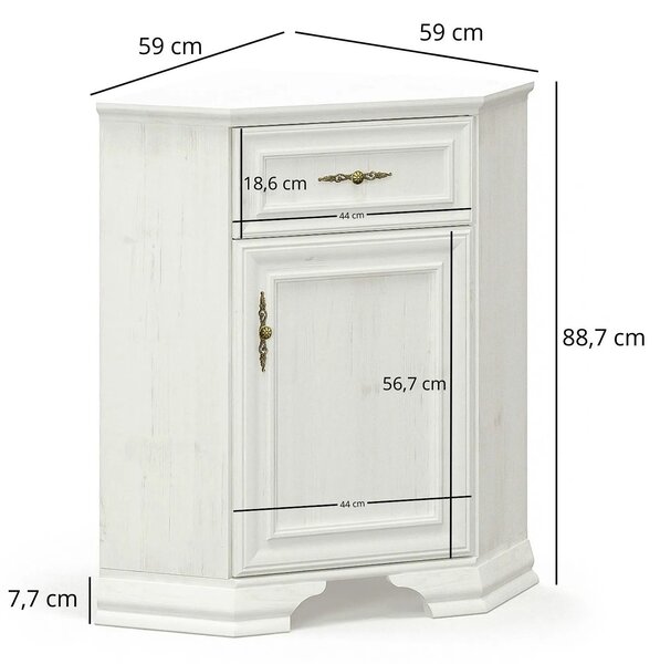Comoda pin alb anderson IRYS, PAL laminat, 59x59x89 cm