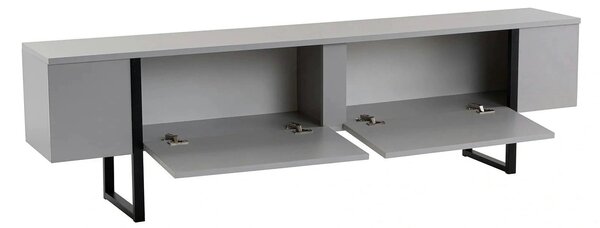Comoda TV SERENITY, gri/negru, PAL/metal, 180x30x50 cm