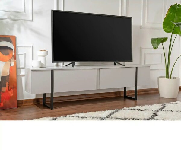 Comoda TV SERENITY, gri/negru, PAL/metal, 180x30x50 cm