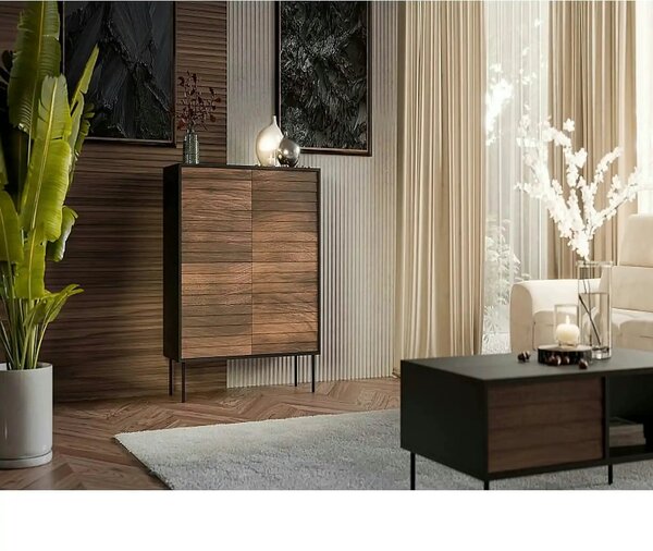 Comoda CORTINA, nuc/negru, PAL laminat, 102x40x118 cm