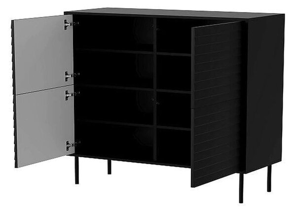 Comoda CORTINA, negru, PAL laminat, 102x40x118 cm
