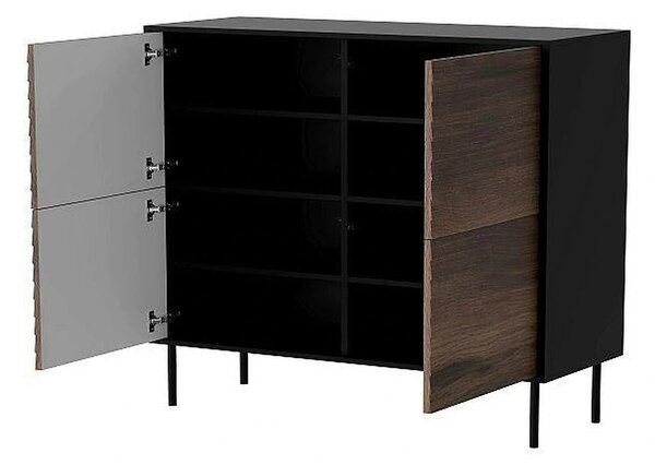 Comoda CORTINA, nuc/negru, PAL laminat, 102x40x118 cm
