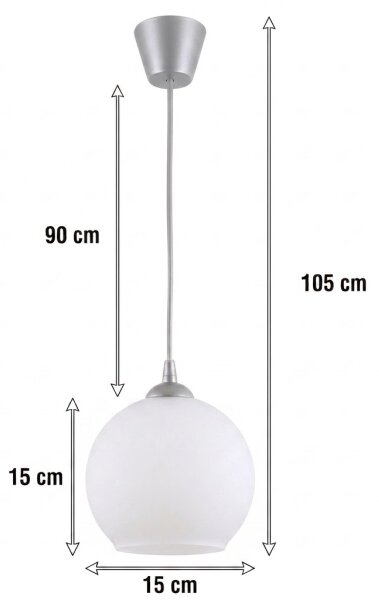 Brilagi - Lustră LED suspendată pe cablu RETRO GLASS, 1xE27/60W/230V, diametru 15 cm, argintie/albă