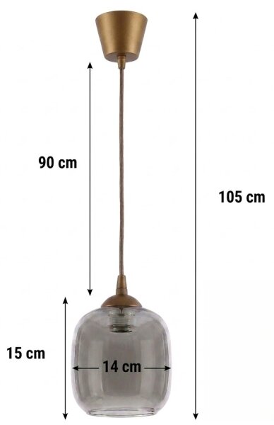 Brilagi - Lustru LED suspendat pe cablu R GLASS 1xE27/60W/230V diam. 14 cm maro/gri fumuriu