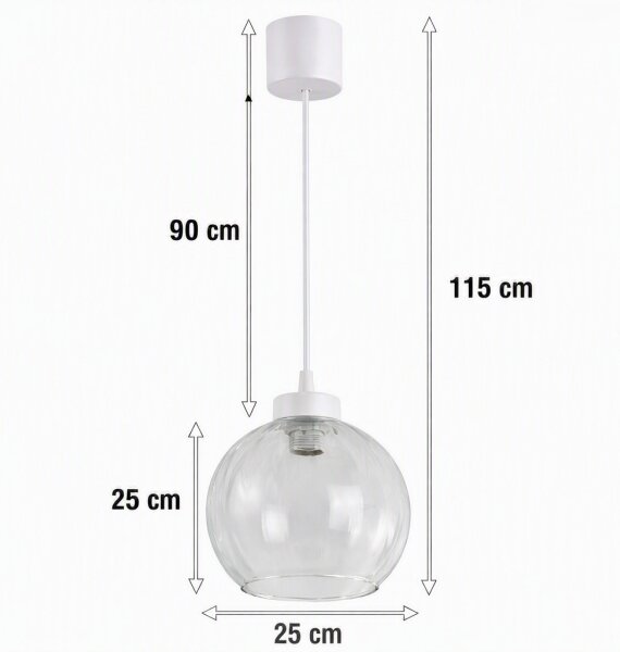 Brilagi - Lustră LED suspendată pe cablu RETRO GLASS 1xE27/60W/230V diam. 25 cm alb/transparent