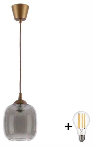 Brilagi - Lustru LED suspendat pe cablu R GLASS 1xE27/60W/230V diam. 14 cm maro/gri fumuriu