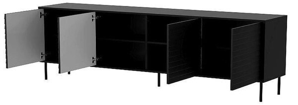 Comoda CORTINA, negru, PAL laminat, 200x40x81 cm
