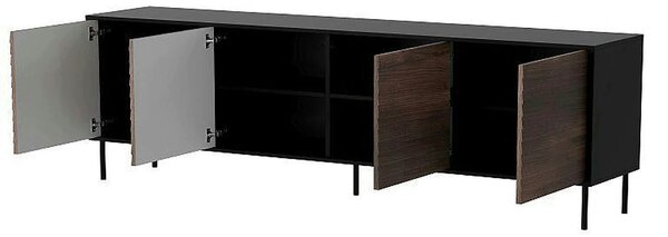 Comoda CORTINA, nuc/negru, PAL laminat, 200x40x81 cm