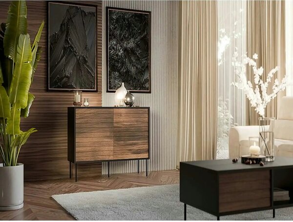 Comoda CORTINA, nuc/negru, PAL laminat, 102x40x81 cm