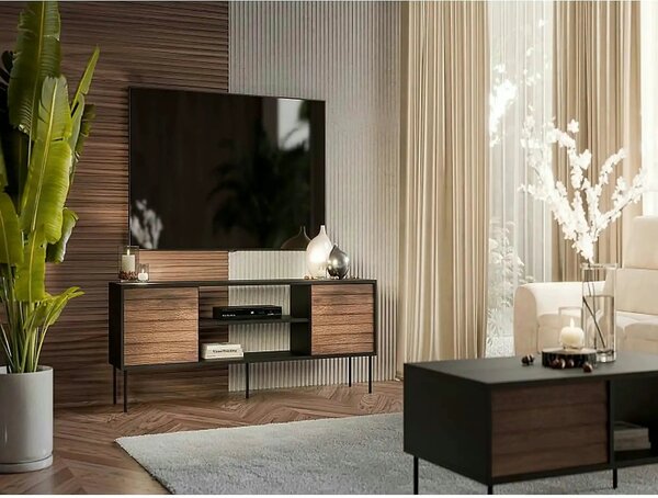Comoda TV CORTINA, nuc/negru, PAL laminat, 180x40x60 cm