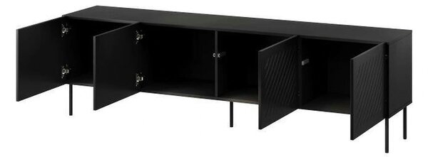 Comoda TV SIENA, negru, PAL laminat/metal, 201x40x60 cm
