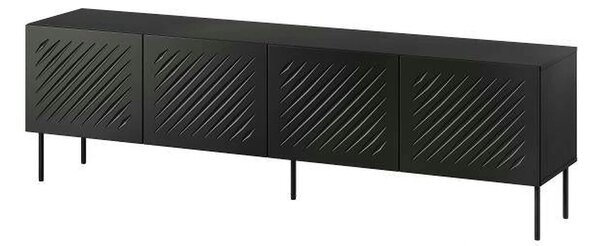 Comoda TV SIENA, negru, PAL laminat/metal, 201x40x60 cm