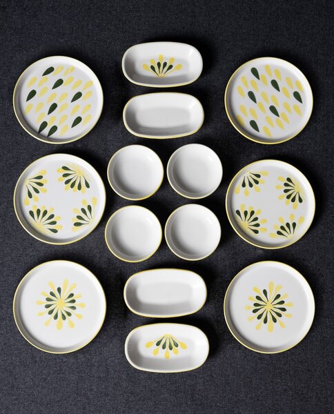 Set Farfurii (14 Bucati), Bits stone, UnicUtil, Culoarea Verde