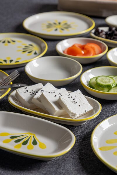 Set Farfurii (14 Bucati), Bits stone, UnicUtil, Culoarea Verde