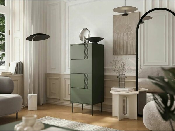Comoda TRESSE, verde, PAL laminat, 50x40x125 cm