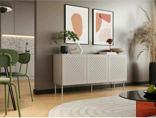 Comoda SIENA, bej, PAL laminat/metal, 151x40x75 cm