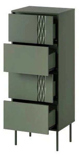 Comoda TRESSE, verde, PAL laminat, 50x40x125 cm
