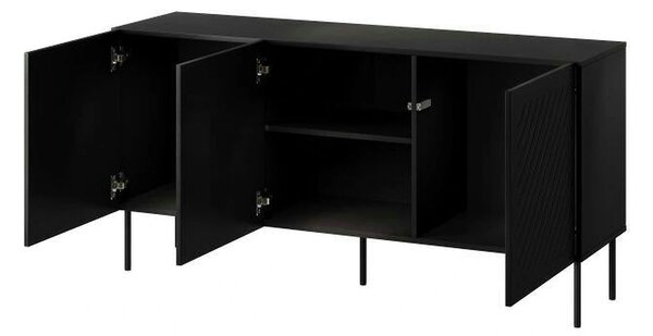 Comoda SIENA, negru, PAL laminat/metal, 151x40x75 cm