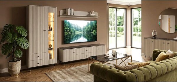 Comoda SIERRA SR8, casmir/negru, PAL laminat, 185x39x86 cm