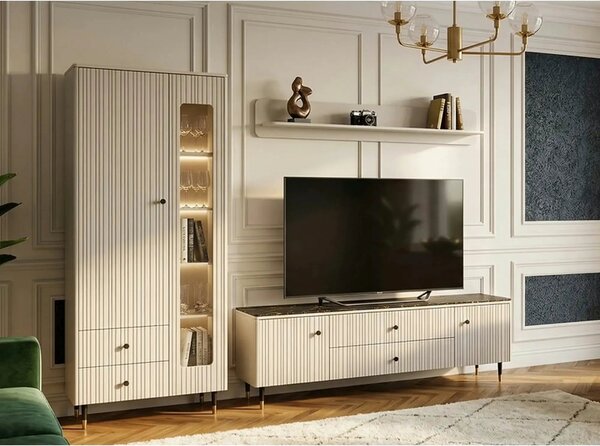 Comoda tv sufragerie SIERRA SR4, casmir/negru, PAL laminat, 185x39x59